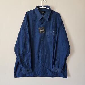 Brandini Leather Suede Shirt Mens Size XL Blue Button Up NWT